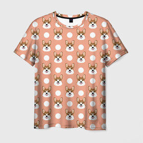 Мужская футболка 3D с принтом Звери | Корги в Санкт-Петербурге, 100% полиэфир | прямой крой, круглый вырез горловины, длина до линии бедер | голубая | корги | косточки | пес | псина | собаки | собачки | щенки