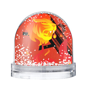 Игрушка Снежный шар с принтом Огненный лев в Санкт-Петербурге, Пластик | Изображение внутри шара печатается на глянцевой фотобумаге с двух сторон | красный | лев | линии | огненный | огонь | пламя | рисунки