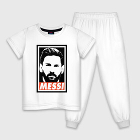 Детская пижама хлопок с принтом Obey Messi в Санкт-Петербурге, 100% хлопок |  брюки и футболка прямого кроя, без карманов, на брюках мягкая резинка на поясе и по низу штанин
 | argentina | barca | barcelona | football | lionel | messi | spain | sport | аргентина | барса | барселона | гол | золотой мяч | игрок | испания | камп ноу | лионель | месси | мяч | спорт | тренер | футбол | чемпион | чемпионат