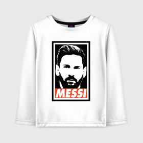 Детский лонгслив хлопок с принтом Obey Messi в Санкт-Петербурге, 100% хлопок | круглый вырез горловины, полуприлегающий силуэт, длина до линии бедер | argentina | barca | barcelona | football | lionel | messi | spain | sport | аргентина | барса | барселона | гол | золотой мяч | игрок | испания | камп ноу | лионель | месси | мяч | спорт | тренер | футбол | чемпион | чемпионат