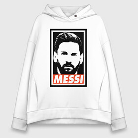 Женское худи Oversize хлопок с принтом Obey Messi в Санкт-Петербурге, френч-терри — 70% хлопок, 30% полиэстер. Мягкий теплый начес внутри —100% хлопок | боковые карманы, эластичные манжеты и нижняя кромка, капюшон на магнитной кнопке | argentina | barca | barcelona | football | lionel | messi | spain | sport | аргентина | барса | барселона | гол | золотой мяч | игрок | испания | камп ноу | лионель | месси | мяч | спорт | тренер | футбол | чемпион | чемпионат