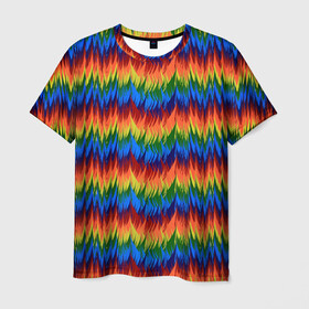 Мужская футболка 3D с принтом РАДУЖНАЯ КИСЛОТА в Санкт-Петербурге, 100% полиэфир | прямой крой, круглый вырез горловины, длина до линии бедер | acid | hippy | neon | rainbow | rasta | едкий | кислотный | летний | неоновый | радиоактивный | раста | солнечный | спектры | тепловизор | теплый | хиппи | яркий