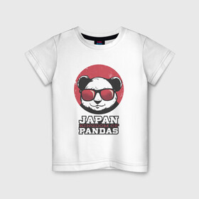 Детская футболка хлопок с принтом Japan Kingdom of Pandas в Санкт-Петербурге, 100% хлопок | круглый вырез горловины, полуприлегающий силуэт, длина до линии бедер | art | japanese | panda | retro look | style | vintage look | арт | винтаж | винтажный стиль | кингдом | королевство | королевство панд | крутая панда в очках | панда | пандочка | ретро стиль | рисунок панды | япония | 