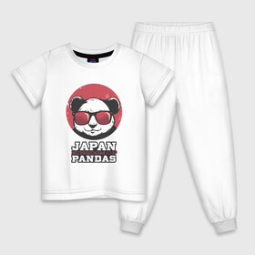 Детская пижама хлопок с принтом Japan Kingdom of Pandas в Санкт-Петербурге, 100% хлопок |  брюки и футболка прямого кроя, без карманов, на брюках мягкая резинка на поясе и по низу штанин
 | art | japanese | panda | retro look | style | vintage look | арт | винтаж | винтажный стиль | кингдом | королевство | королевство панд | крутая панда в очках | панда | пандочка | ретро стиль | рисунок панды | япония | 