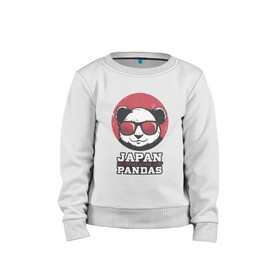 Детский свитшот хлопок с принтом Japan Kingdom of Pandas в Санкт-Петербурге, 100% хлопок | круглый вырез горловины, эластичные манжеты, пояс и воротник | art | japanese | panda | retro look | style | vintage look | арт | винтаж | винтажный стиль | кингдом | королевство | королевство панд | крутая панда в очках | панда | пандочка | ретро стиль | рисунок панды | япония | 