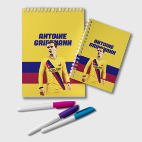 Блокнот с принтом ANTOINE GRIEZMANN / ГРИЗМАНН в Санкт-Петербурге, 100% бумага | 48 листов, плотность листов — 60 г/м2, плотность картонной обложки — 250 г/м2. Листы скреплены удобной пружинной спиралью. Цвет линий — светло-серый
 | Тематика изображения на принте: antoine griezmann | barcelona | football | sport | антуан гризманн | барселона | номер 7 | сборная франции | спорт. | футбол