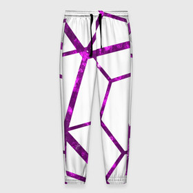 Мужские брюки 3D с принтом Hexagon в Санкт-Петербурге, 100% полиэстер | манжеты по низу, эластичный пояс регулируется шнурком, по бокам два кармана без застежек, внутренняя часть кармана из мелкой сетки | hexagon | lines | purple | violet | линии | фиолетовый многоугольник | шестиугольник