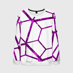 Мужской свитшот 3D с принтом Hexagon в Санкт-Петербурге, 100% полиэстер с мягким внутренним слоем | круглый вырез горловины, мягкая резинка на манжетах и поясе, свободная посадка по фигуре | hexagon | lines | purple | violet | линии | фиолетовый многоугольник | шестиугольник
