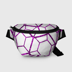 Поясная сумка 3D с принтом Hexagon в Санкт-Петербурге, 100% полиэстер | плотная ткань, ремень с регулируемой длиной, внутри несколько карманов для мелочей, основное отделение и карман с обратной стороны сумки застегиваются на молнию | hexagon | lines | purple | violet | линии | фиолетовый многоугольник | шестиугольник