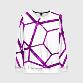 Женский свитшот 3D с принтом Hexagon в Санкт-Петербурге, 100% полиэстер с мягким внутренним слоем | круглый вырез горловины, мягкая резинка на манжетах и поясе, свободная посадка по фигуре | hexagon | lines | purple | violet | линии | фиолетовый многоугольник | шестиугольник