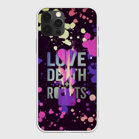 Чехол для iPhone 12 Pro с принтом Love Death and Robots в Санкт-Петербурге, силикон | область печати: задняя сторона чехла, без боковых панелей | cartoon | death | fantasy | heavy | horror | metal | miller | netflix | robots | tim | witness | любовь | миллер | мультфильм | робот | роботы | тим | ужасы | фэнтези