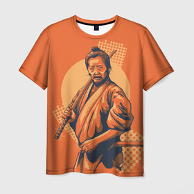 Мужская футболка 3D с принтом Самурай в Санкт-Петербурге, 100% полиэфир | прямой крой, круглый вырез горловины, длина до линии бедер | Тематика изображения на принте: боевое искусство | буси | бусидо | искусство | самурай | феодалы | япония