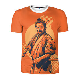 Мужская футболка 3D спортивная с принтом Самурай в Санкт-Петербурге, 100% полиэстер с улучшенными характеристиками | приталенный силуэт, круглая горловина, широкие плечи, сужается к линии бедра | боевое искусство | буси | бусидо | искусство | самурай | феодалы | япония
