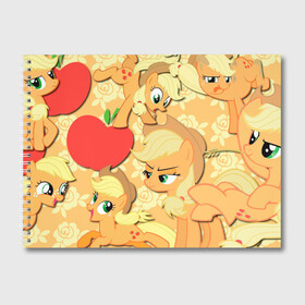 Альбом для рисования с принтом Applejack pattern в Санкт-Петербурге, 100% бумага
 | матовая бумага, плотность 200 мг. | Тематика изображения на принте: my little pony | дружба это чудо | единорог | единороги | май литл пони | мульт | мультфильм