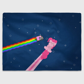 Плед 3D с принтом Nyan cat x Pony в Санкт-Петербурге, 100% полиэстер | закругленные углы, все края обработаны. Ткань не мнется и не растягивается | my little pony | nyan cat | дружба это чудо | единорог | единороги | май литл пони | мульт | мультфильм | нян кэт