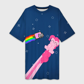Платье-футболка 3D с принтом Nyan cat x Pony в Санкт-Петербурге,  |  | my little pony | nyan cat | дружба это чудо | единорог | единороги | май литл пони | мульт | мультфильм | нян кэт