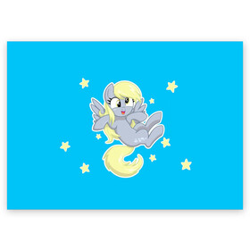 Поздравительная открытка с принтом Пони в звёздном небе в Санкт-Петербурге, 100% бумага | плотность бумаги 280 г/м2, матовая, на обратной стороне линовка и место для марки
 | my little pony | дружба это чудо | единорог | единороги | май литл пони | мульт | мультфильм