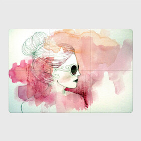 Магнитный плакат 3Х2 с принтом Девушка в Санкт-Петербурге, Полимерный материал с магнитным слоем | 6 деталей размером 9*9 см | в очках | девушка | рисунок акварелью | розовая акварель