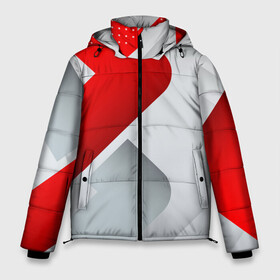 Мужская зимняя куртка 3D с принтом 3D SPORT STYLE RED WHITE в Санкт-Петербурге, верх — 100% полиэстер; подкладка — 100% полиэстер; утеплитель — 100% полиэстер | длина ниже бедра, свободный силуэт Оверсайз. Есть воротник-стойка, отстегивающийся капюшон и ветрозащитная планка. 

Боковые карманы с листочкой на кнопках и внутренний карман на молнии. | Тематика изображения на принте: 3d | 3д | sport | абстракция | линии | паттерн | соты | спортивный стиль | текстуры