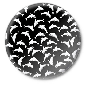 Значок с принтом Дельфиновый фон Dolphin в Санкт-Петербурге,  металл | круглая форма, металлическая застежка в виде булавки | dolphin | дельфин | дельфиновый фон | дельфины | косатка | морской житель | пляжная