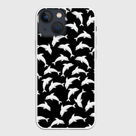 Чехол для iPhone 13 mini с принтом Дельфиновый фон | Dolphin в Санкт-Петербурге,  |  | dolphin | дельфин | дельфиновый фон | дельфины | косатка | морской житель | пляжная
