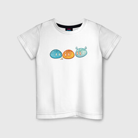 Детская футболка хлопок с принтом Genshin impact Slime trio №1 в Санкт-Петербурге, 100% хлопок | круглый вырез горловины, полуприлегающий силуэт, длина до линии бедер | colorful | cute | genshin impact | slime | геншин | геншин импакт | милота