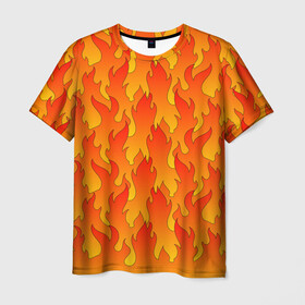 Мужская футболка 3D с принтом ПЛАМЯ 2.0 в Санкт-Петербурге, 100% полиэфир | прямой крой, круглый вырез горловины, длина до линии бедер | fire | flame | горячий | желтый | красный | летний | огонь | пожар | стиль | теплый | тренд | языки пламени | яркий