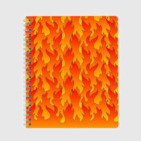 Тетрадь с принтом ПЛАМЯ 2.0 в Санкт-Петербурге, 100% бумага | 48 листов, плотность листов — 60 г/м2, плотность картонной обложки — 250 г/м2. Листы скреплены сбоку удобной пружинной спиралью. Уголки страниц и обложки скругленные. Цвет линий — светло-серый
 | fire | flame | горячий | желтый | красный | летний | огонь | пожар | стиль | теплый | тренд | языки пламени | яркий