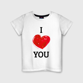 Детская футболка хлопок с принтом I LOVE YOU HEART (Z) в Санкт-Петербурге, 100% хлопок | круглый вырез горловины, полуприлегающий силуэт, длина до линии бедер | affection | cardiac | fondness | heart | i love you | love | loving | другу | любимая | любмый | любовь | любоф | любофф | любофь | надписи | надпись | подарок | подруге | сердечко | сердце | сердцевина | сердчишко | я тебя люблю