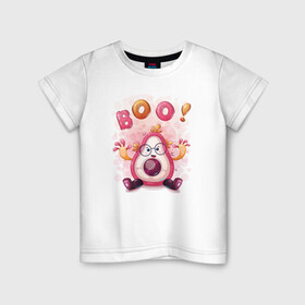 Детская футболка хлопок с принтом Авокадо boo! в Санкт-Петербурге, 100% хлопок | круглый вырез горловины, полуприлегающий силуэт, длина до линии бедер | avocado | boo | cute | fruit | авокадо | милый | музыка | фрукт