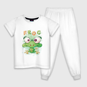 Детская пижама хлопок с принтом Funny frog в Санкт-Петербурге, 100% хлопок |  брюки и футболка прямого кроя, без карманов, на брюках мягкая резинка на поясе и по низу штанин
 | cute | frog | funny | лягух | лягушенок | лягушка | милый