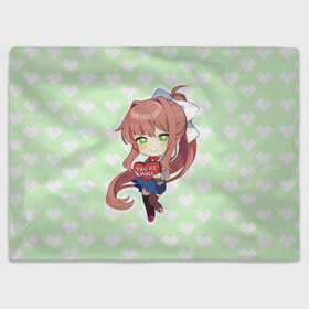 Плед 3D с принтом Chibi Monika в Санкт-Петербурге, 100% полиэстер | закругленные углы, все края обработаны. Ткань не мнется и не растягивается | ddlc | doki doki literature club | monika | моника