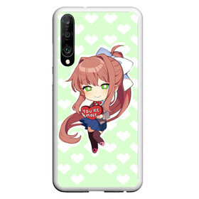 Чехол для Honor P30 с принтом Chibi Monika в Санкт-Петербурге, Силикон | Область печати: задняя сторона чехла, без боковых панелей | ddlc | doki doki literature club | monika | моника