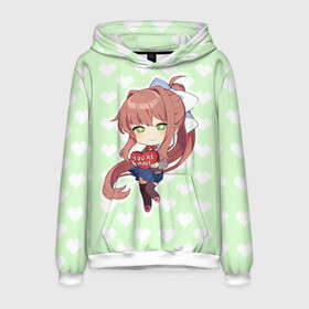 Мужская толстовка 3D с принтом Chibi Monika в Санкт-Петербурге, 100% полиэстер | двухслойный капюшон со шнурком для регулировки, мягкие манжеты на рукавах и по низу толстовки, спереди карман-кенгуру с мягким внутренним слоем. | Тематика изображения на принте: ddlc | doki doki literature club | monika | моника