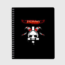 Тетрадь с принтом The Binding of Isaac, Skull  в Санкт-Петербурге, 100% бумага | 48 листов, плотность листов — 60 г/м2, плотность картонной обложки — 250 г/м2. Листы скреплены сбоку удобной пружинной спиралью. Уголки страниц и обложки скругленные. Цвет линий — светло-серый
 | skull | the binding of isaac | айзек | аркады | жертвоприношение айзека | жертвоприношение исаака | исаак | крест | логотипы игр | монстры | персонажи игр | череп