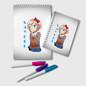 Блокнот с принтом Doki Doki SAYORI в Санкт-Петербурге, 100% бумага | 48 листов, плотность листов — 60 г/м2, плотность картонной обложки — 250 г/м2. Листы скреплены удобной пружинной спиралью. Цвет линий — светло-серый
 | Тематика изображения на принте: anime | doki doki literature club | monika | natsuki | sayori | yuri | аниме | доки доки | доки доки литературный клуб | моника | нацуки | саёри | юри