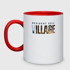 Кружка двухцветная с принтом Resident Evil 8 Village Logo в Санкт-Петербурге, керамика | объем — 330 мл, диаметр — 80 мм. Цветная ручка и кайма сверху, в некоторых цветах — вся внутренняя часть | 8 | dimitresku | games | horror | new | resident evil | umbrella | vampire | village | вампир | деревня | димитреску | игра | лого | надпись | обитель зла | резидент | хоррор | эвил