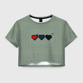 Женская футболка Crop-top 3D с принтом Lives The binding of isaac в Санкт-Петербурге, 100% полиэстер | круглая горловина, длина футболки до линии талии, рукава с отворотами | binding | hearts | isaac | lives | жизни | исаак | сердца