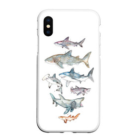 Чехол для iPhone XS Max матовый с принтом акулы в Санкт-Петербурге, Силикон | Область печати: задняя сторона чехла, без боковых панелей | ocean | sea | sea animal | акварель | акула | море | океан | рисунок