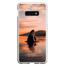 Чехол для Samsung S10E с принтом касатки на закате в Санкт-Петербурге, Силикон | Область печати: задняя сторона чехла, без боковых панелей | ocean | orca | sea | sea animal | дельфин | закат | касатка | кит | море | океан | рисунок кита