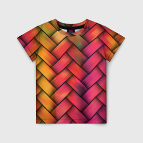 Детская футболка 3D с принтом Colorful weave в Санкт-Петербурге, 100% гипоаллергенный полиэфир | прямой крой, круглый вырез горловины, длина до линии бедер, чуть спущенное плечо, ткань немного тянется | colorful | texture | twist | weave | красочный | плетенка | текстура