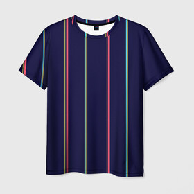 Мужская футболка 3D с принтом Синие и розовые полосы в Санкт-Петербурге, 100% полиэфир | прямой крой, круглый вырез горловины, длина до линии бедер | blue | pink | stripes | полосатый | полосы | розовые | синие