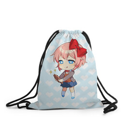 Рюкзак-мешок 3D с принтом Chibi Sayori в Санкт-Петербурге, 100% полиэстер | плотность ткани — 200 г/м2, размер — 35 х 45 см; лямки — толстые шнурки, застежка на шнуровке, без карманов и подкладки | ddlc | doki doki literature club | sayori | саёри | сайори