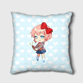 Подушка 3D с принтом Chibi Sayori в Санкт-Петербурге, наволочка – 100% полиэстер, наполнитель – холлофайбер (легкий наполнитель, не вызывает аллергию). | состоит из подушки и наволочки. Наволочка на молнии, легко снимается для стирки | ddlc | doki doki literature club | sayori | саёри | сайори