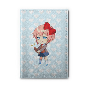 Обложка для автодокументов с принтом Chibi Sayori в Санкт-Петербурге, натуральная кожа |  размер 19,9*13 см; внутри 4 больших “конверта” для документов и один маленький отдел — туда идеально встанут права | ddlc | doki doki literature club | sayori | саёри | сайори