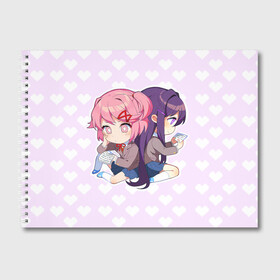 Альбом для рисования с принтом Chibi Natsuki and Yuri в Санкт-Петербурге, 100% бумага
 | матовая бумага, плотность 200 мг. | ddlc | doki doki literature club | natsuki | yuri | натсуки | нацуки | юри