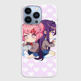 Чехол для iPhone 13 Pro с принтом Chibi Natsuki and Yuri в Санкт-Петербурге,  |  | Тематика изображения на принте: ddlc | doki doki literature club | natsuki | yuri | натсуки | нацуки | юри