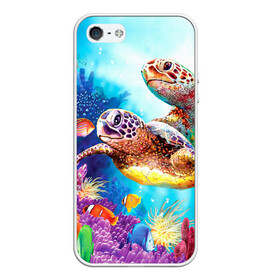 Чехол для iPhone 5/5S матовый с принтом Морские черепахи в Санкт-Петербурге, Силикон | Область печати: задняя сторона чехла, без боковых панелей | коралловые | море | морские | океан | подводный мир | рифы | рыбки | рыбы | черепахи