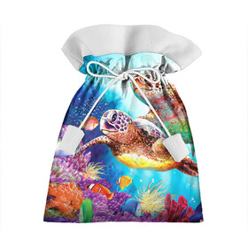 Подарочный 3D мешок с принтом Морские черепахи в Санкт-Петербурге, 100% полиэстер | Размер: 29*39 см | Тематика изображения на принте: коралловые | море | морские | океан | подводный мир | рифы | рыбки | рыбы | черепахи