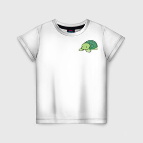 Детская футболка 3D с принтом черепашка в Санкт-Петербурге, 100% гипоаллергенный полиэфир | прямой крой, круглый вырез горловины, длина до линии бедер, чуть спущенное плечо, ткань немного тянется | Тематика изображения на принте: маленькая черепашка | морское животное | черепаха | черепаха на белом